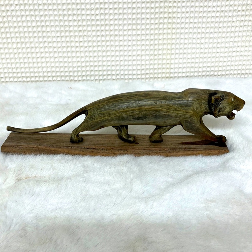 Carved Panther on wood base